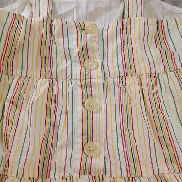 Madewell Dress Womens 2 Multicolor Striped Button Front Tiered Cotton Sundress - Picture 13 of 14